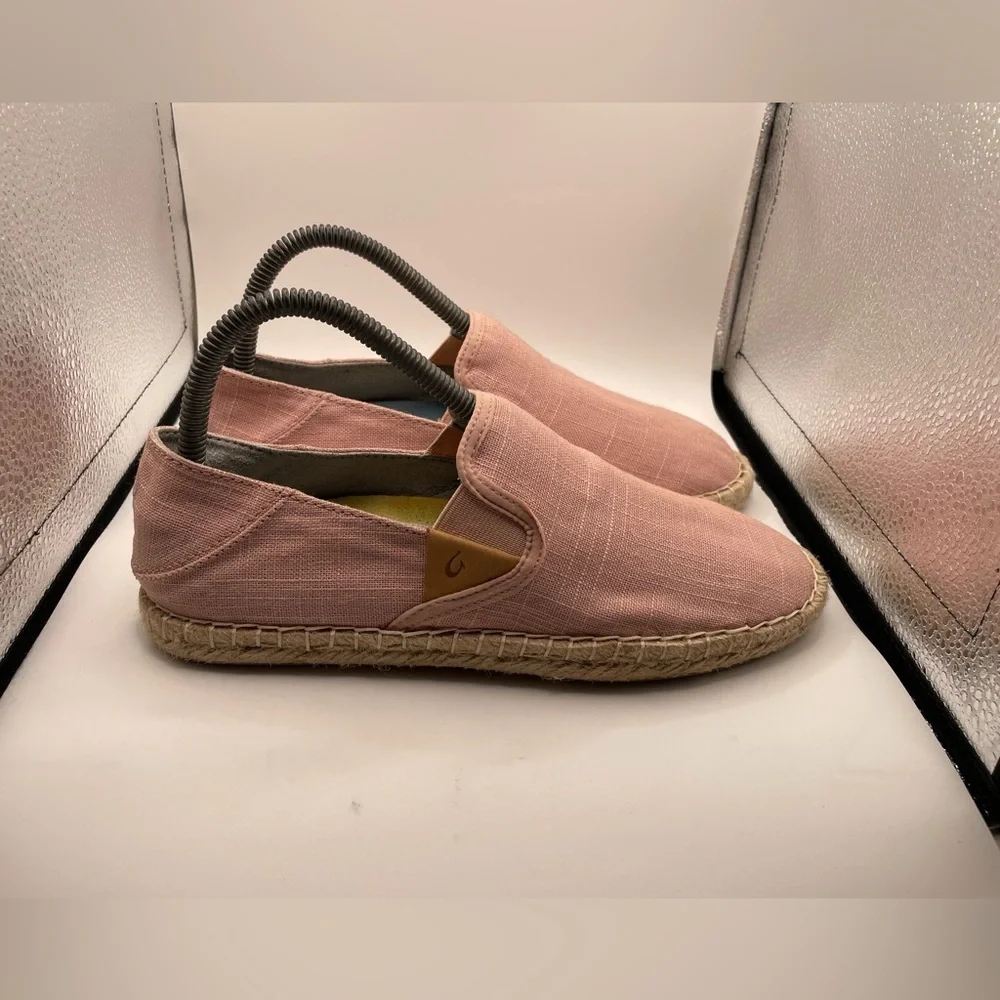 Olukai Kaula Pa’a Kapa Pink Espadrille Slip-On Shoes size 7